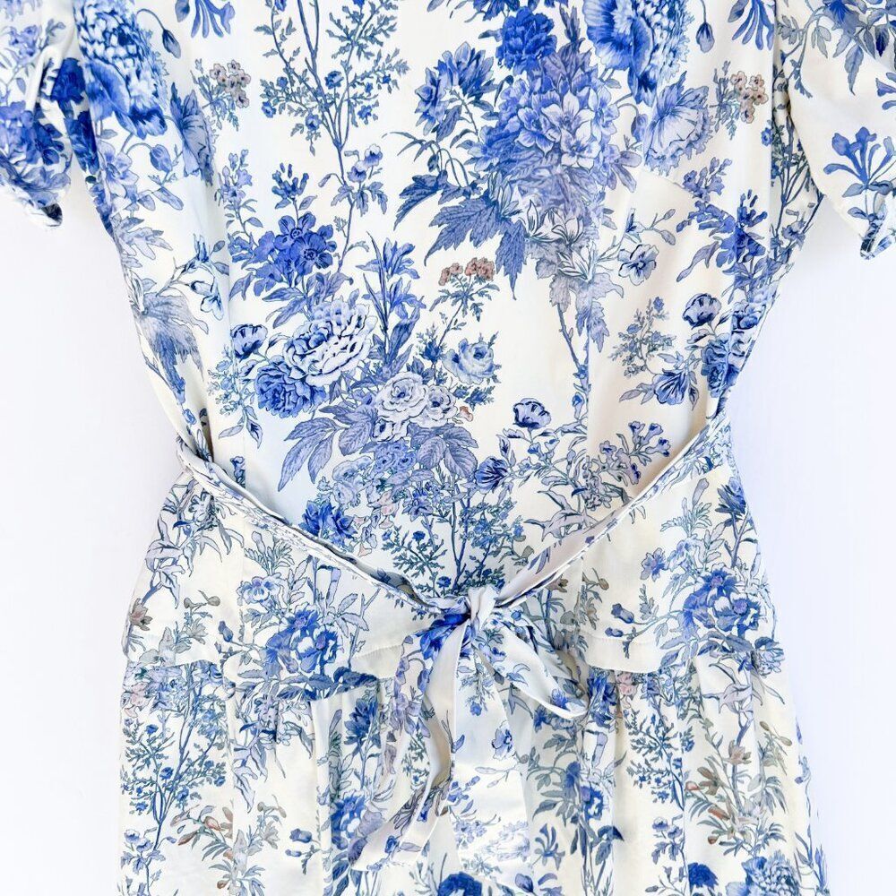 Antonio Melani Jessie Blue Skies White Floral Short Sleeve Drop Waist Dress 14 - Picture 8 of 12